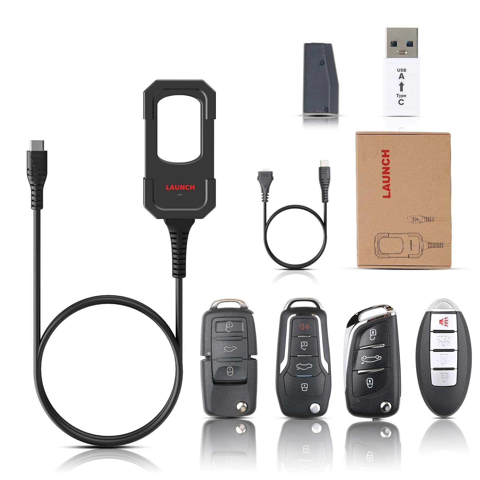LAUNCH X431 Key Programmer with 4 Universal Remotes & 1 Super Chip – Remote Maker & Immobilizer Tool for X431 IMMO Elite/Pro/Pad.