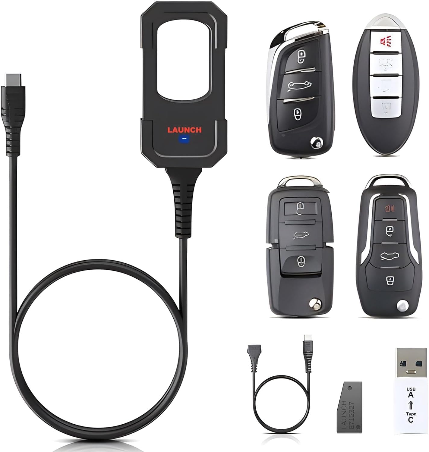 LAUNCH X431 Key Programmer with 4 Universal Remotes & 1 Super Chip – Remote Maker & Immobilizer Tool for X431 IMMO Elite/Pro/Pad.