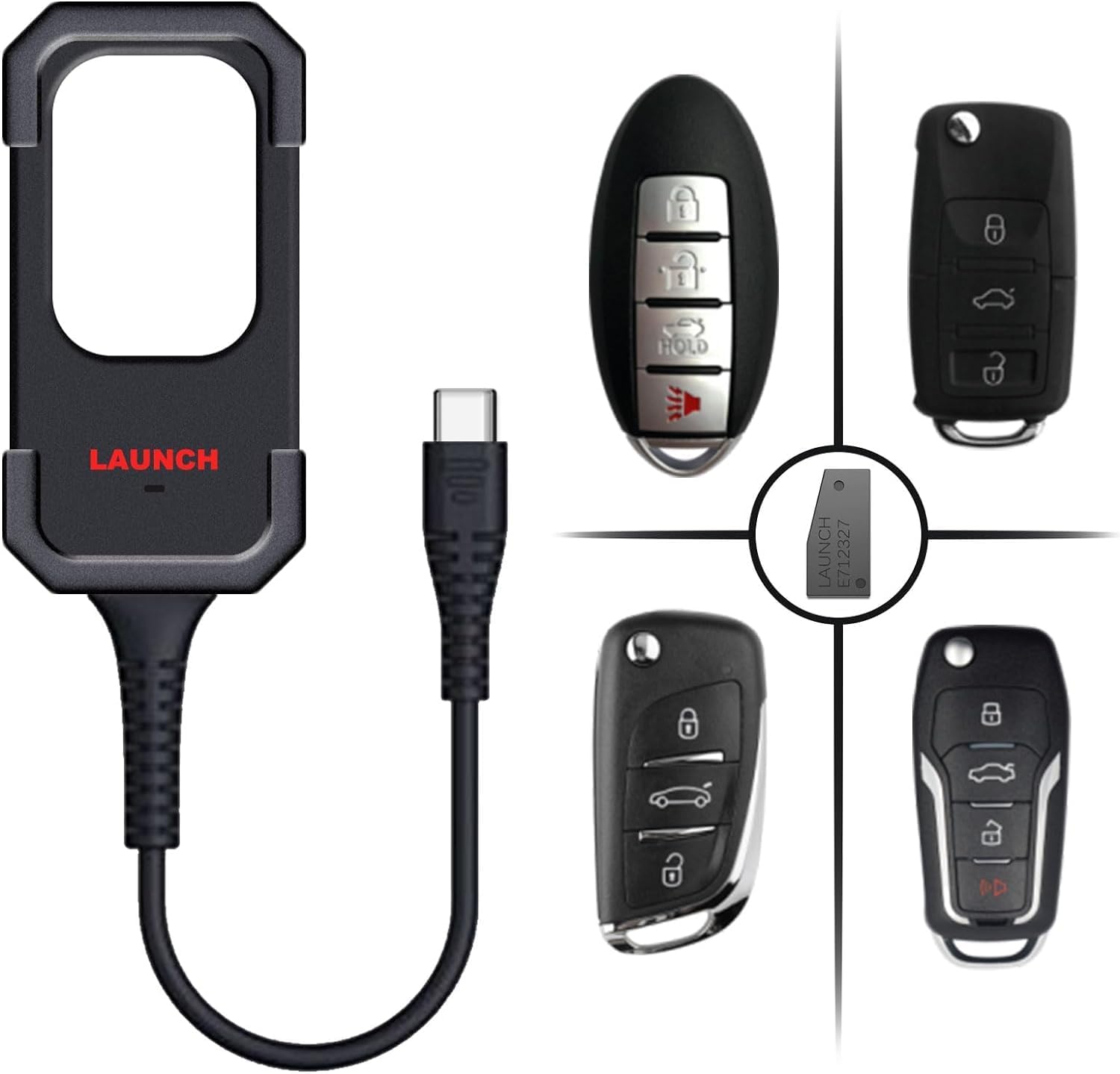 LAUNCH X431 Key Programmer with 4 Universal Remotes & 1 Super Chip – Remote Maker & Immobilizer Tool for X431 IMMO Elite/Pro/Pad.