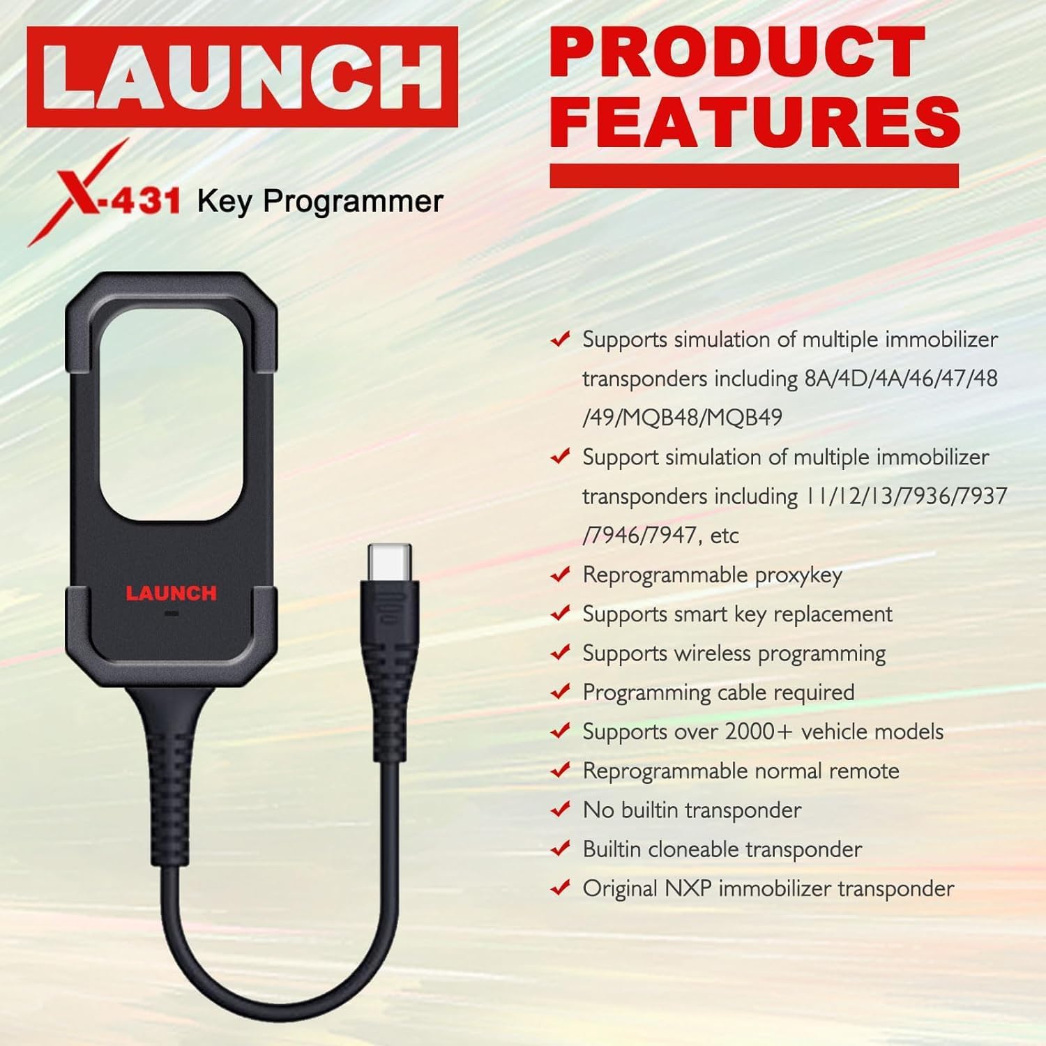 LAUNCH X431 Key Programmer with 4 Universal Remotes & 1 Super Chip – Remote Maker & Immobilizer Tool for X431 IMMO Elite/Pro/Pad.