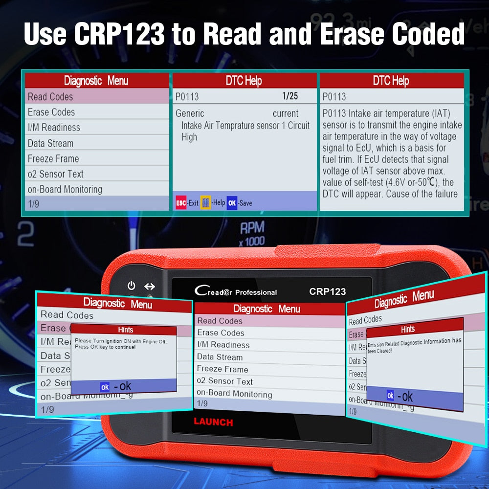LAUNCH CRP123 V2.0 Elite OBD2 Scanner – 4 Systems Diagnostic Tool with Oil/Throttle/SAS Reset, Live Data & Lifetime Updates – 2025 New Version.