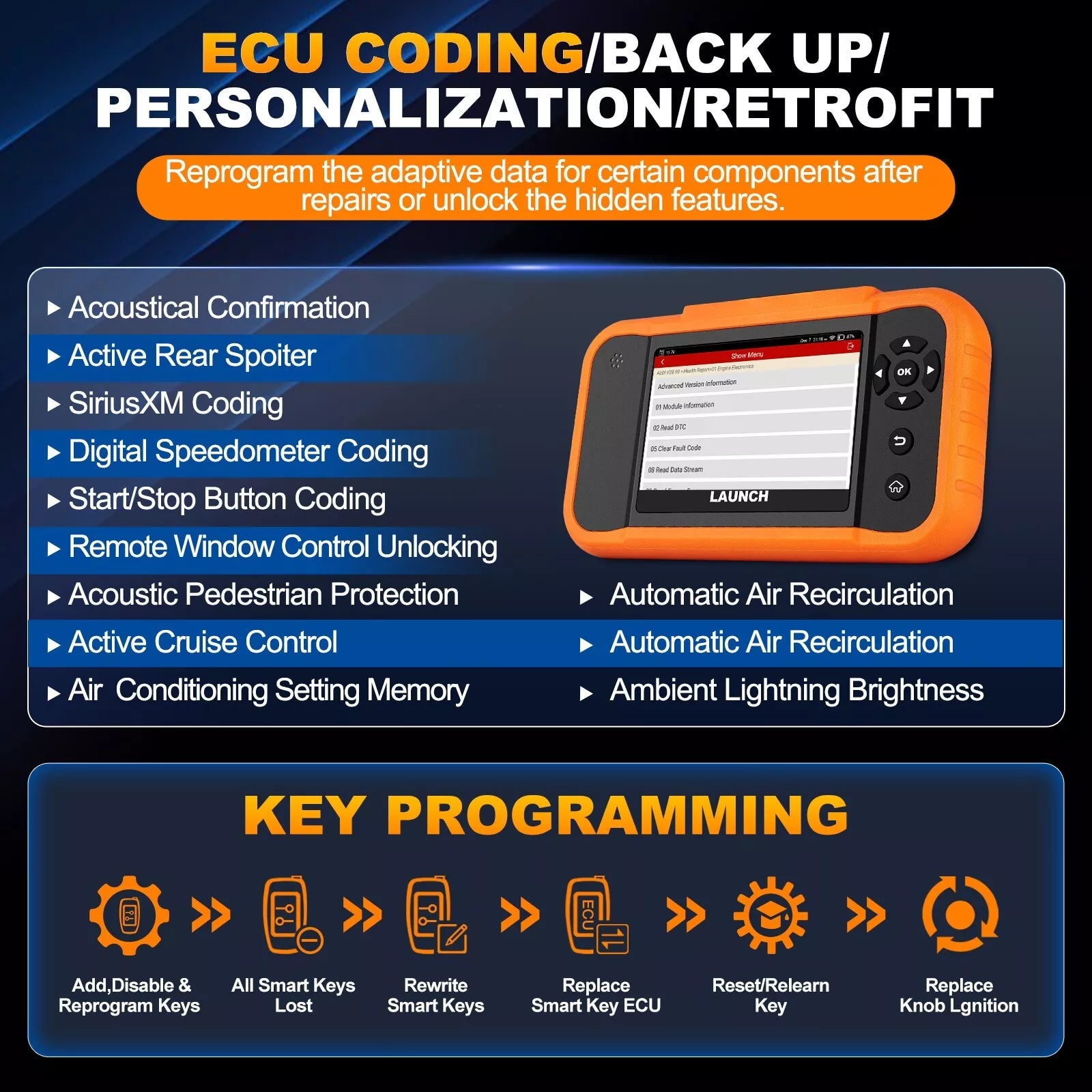 LAUNCH Elite 2.0 BBA OBD2 Scanner ECU Coding