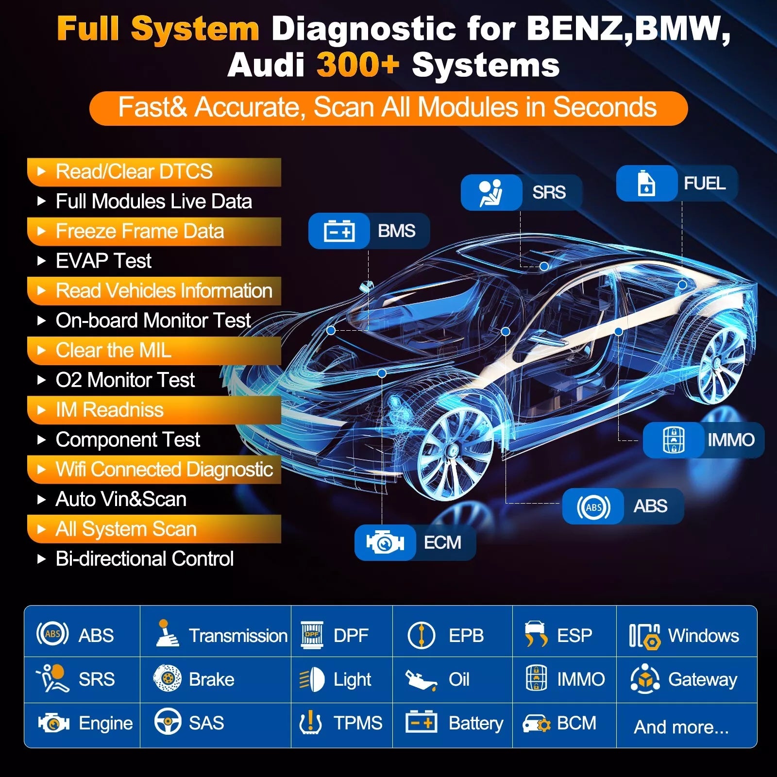 LAUNCH Elite BBA 2.0 for BMW, Mercedes Benz, Audi 300+ Systems