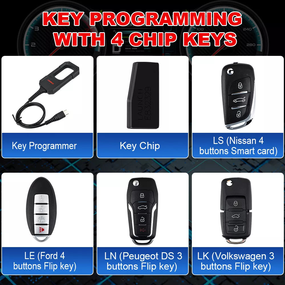 LAUNCH X431 Key Programmer with 4 Universal Remotes & 1 Super Chip – Remote Maker & Immobilizer Tool for X431 IMMO Elite/Pro/Pad.
