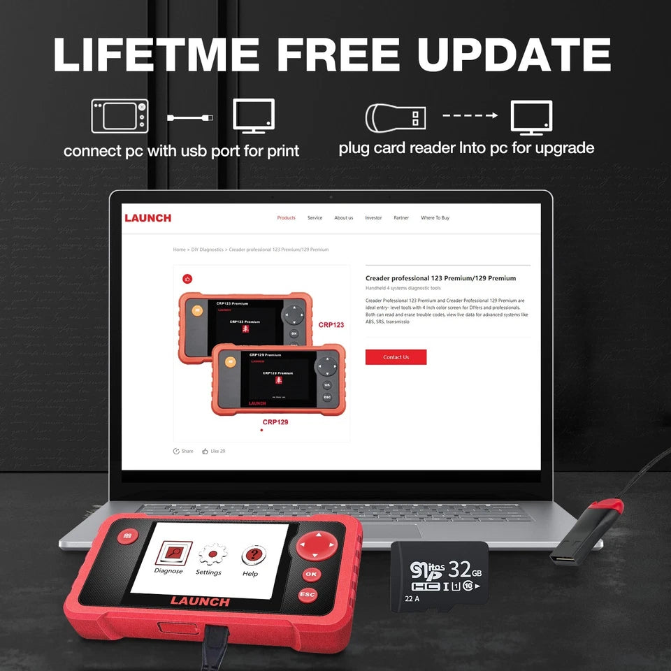 LAUNCH CRP123 V2.0 Elite OBD2 Scanner – 4 Systems Diagnostic Tool with Oil/Throttle/SAS Reset, Live Data & Lifetime Updates – 2025 New Version.