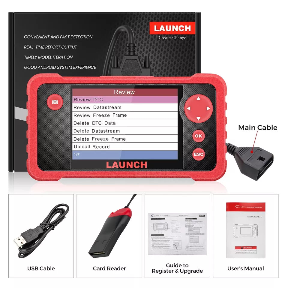 LAUNCH CRP123 V2.0 Elite OBD2 Scanner – 4 Systems Diagnostic Tool with Oil/Throttle/SAS Reset, Live Data & Lifetime Updates – 2025 New Version.