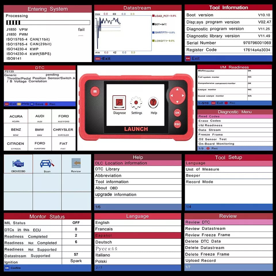 LAUNCH CRP123 V2.0 Elite OBD2 Scanner – 4 Systems Diagnostic Tool with Oil/Throttle/SAS Reset, Live Data & Lifetime Updates – 2025 New Version.