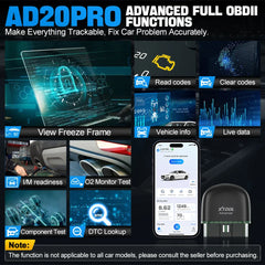 XTOOL AD20 PRO OBD2 Scanner Wireless Full System Obd2 Code Reader Car Diagnostic Tool